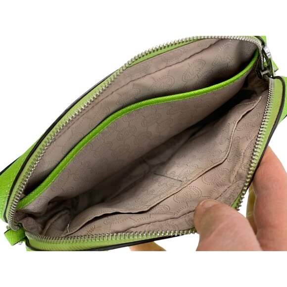 Michael Kors Green Saffiano Leather Crossbody Bag 9"x6"x2" GUC 8779 - Picture 11 of 11